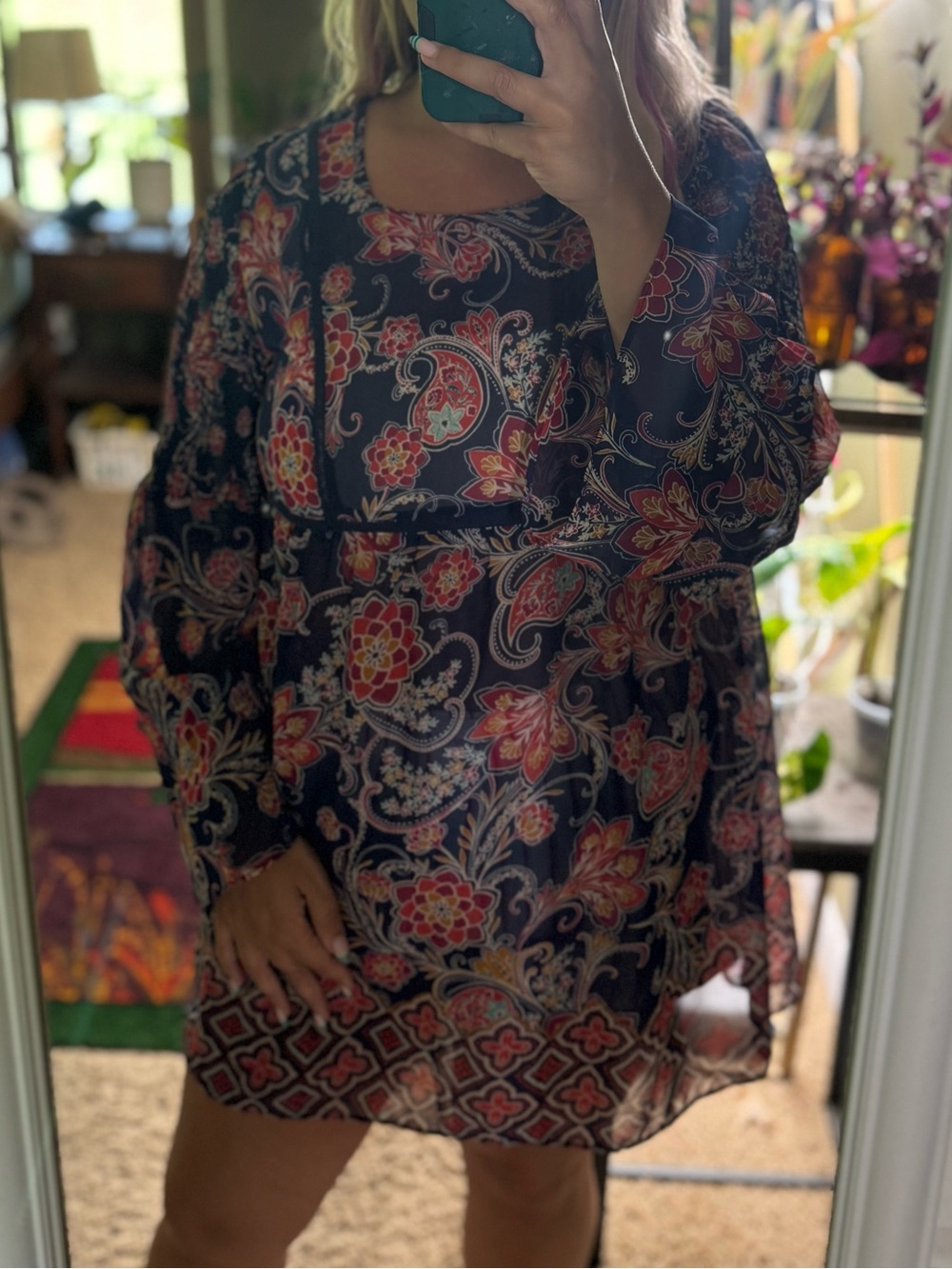 Red Camel Black Paisley Blouse